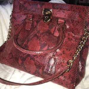 Michael Kors | Bags | Michael Kors Red Snake Skin Purse | Poshmark